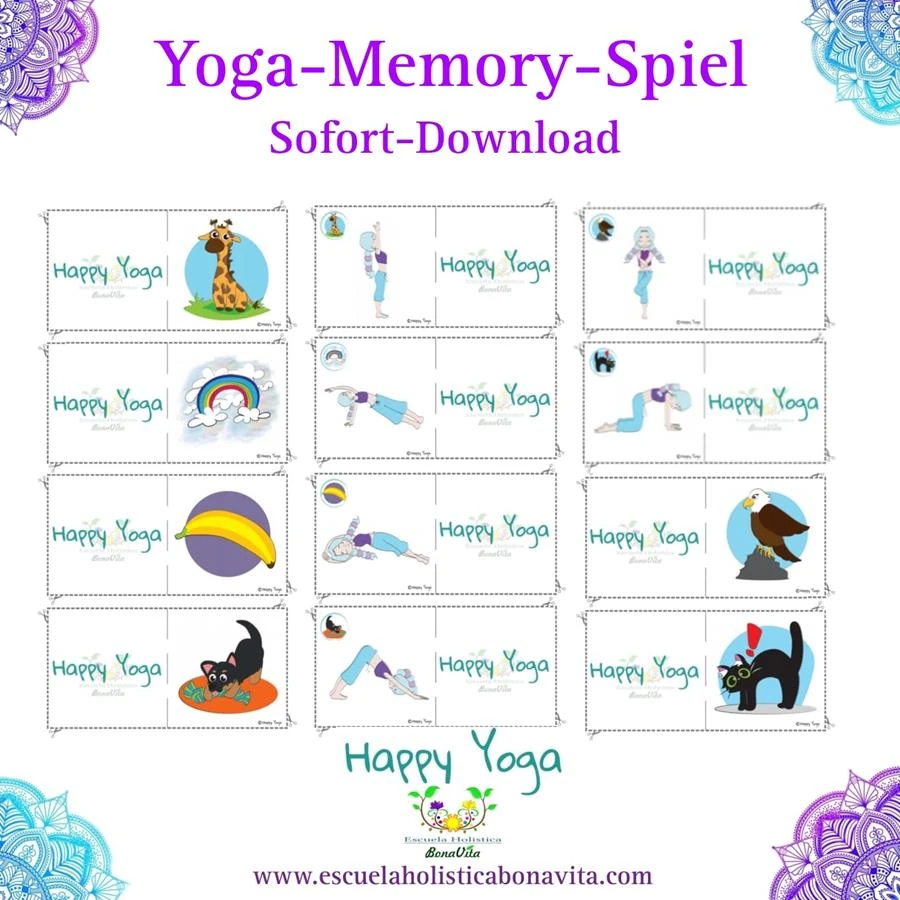 Yoga Memospiel für Kinder als PDF zum Herunterladen